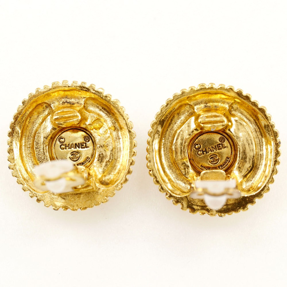 CHANEL Earring Plated Gold, Faux Pearl gold vintage Women Used Authentic