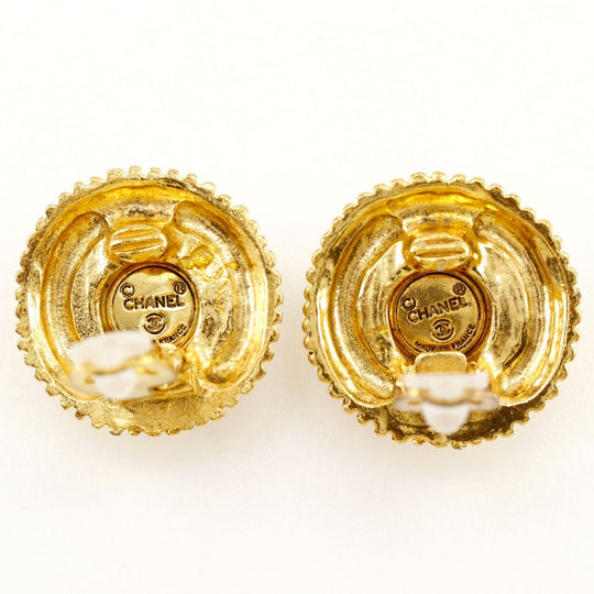 CHANEL Earring Plated Gold, Faux Pearl gold vintage Women Used Authentic