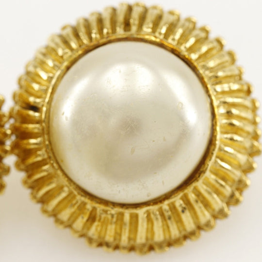 CHANEL Earring Plated Gold, Faux Pearl gold vintage Women Used Authentic