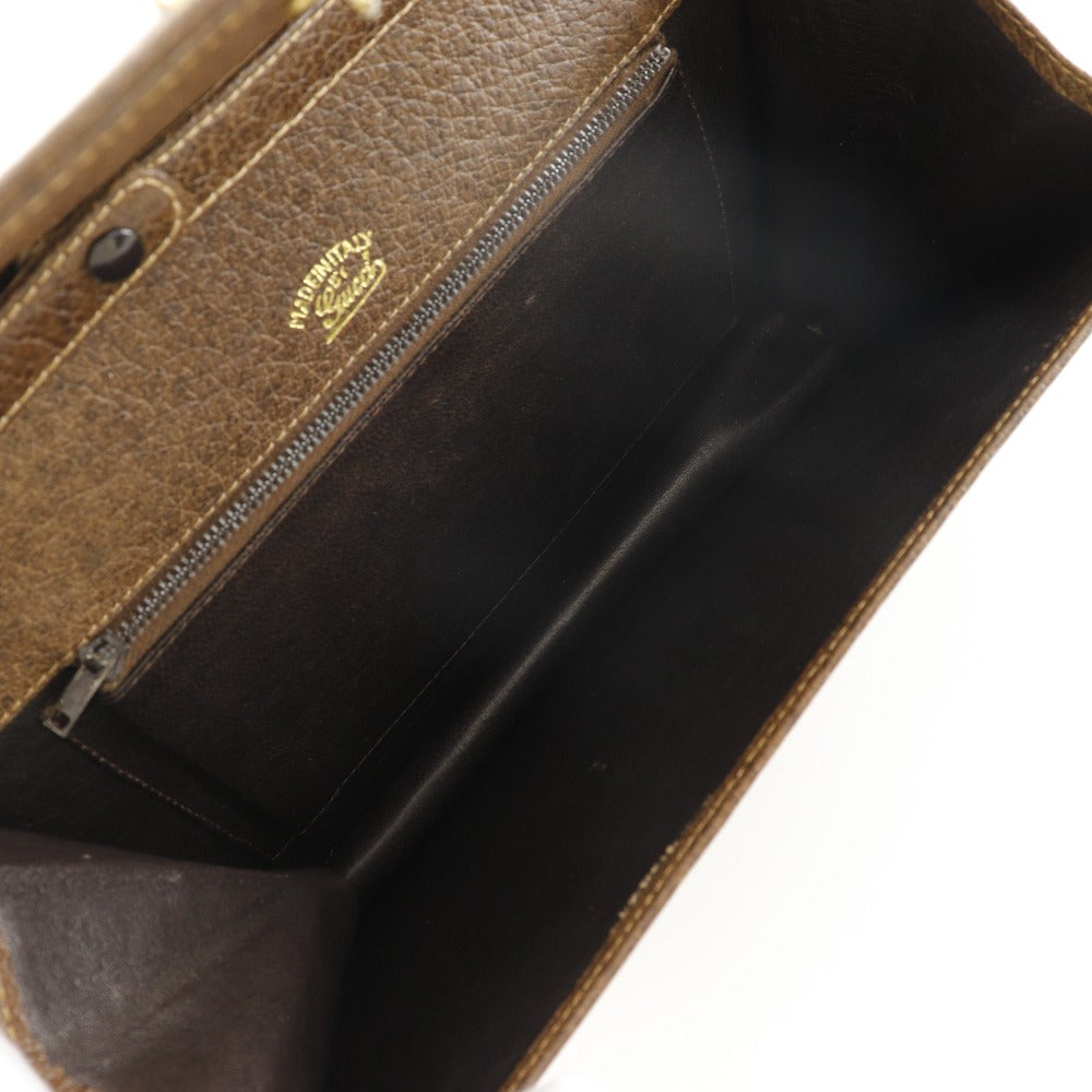 GUCCI Shoulder Bag PVC Brown 2-way clutch Sherry line Old Gucci Women Used Authentic