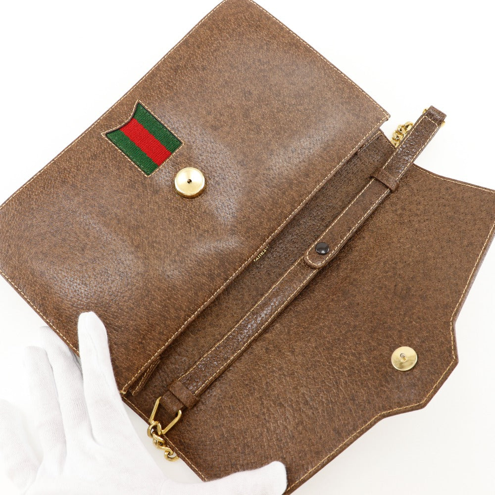 GUCCI Shoulder Bag PVC Brown 2-way clutch Sherry line Old Gucci Women Used Authentic