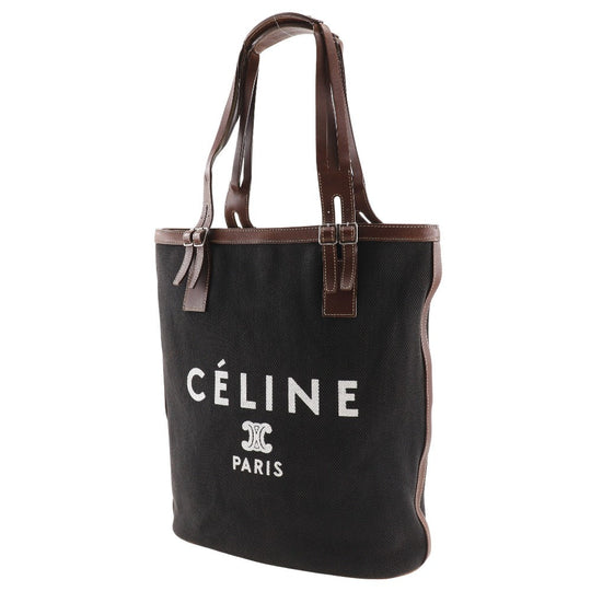 CELINE Tote Bag canvas black logo Women Used Authentic