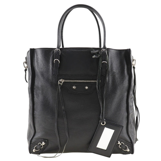 BALENCIAGA Tote Bag 255412 Calfskin black Paper bag Women Used Authentic