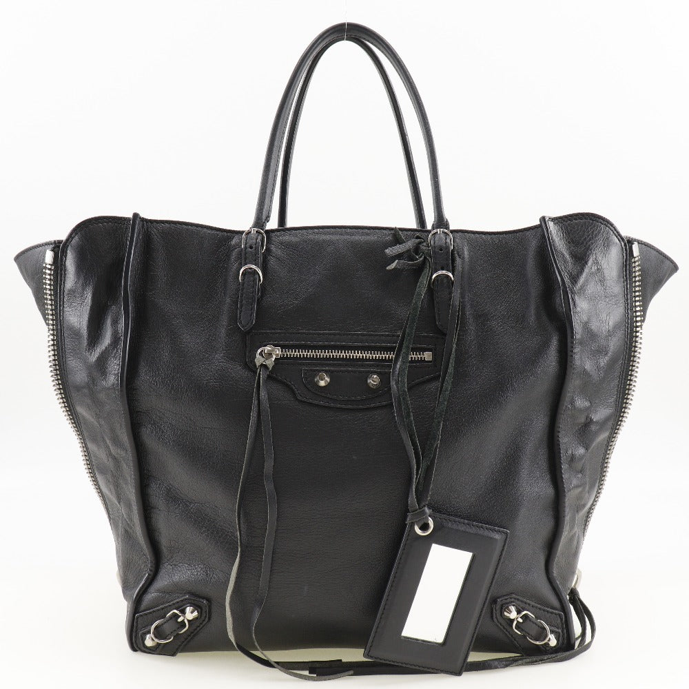 BALENCIAGA Tote Bag 255412 Calfskin black Paper bag Women Used Authentic