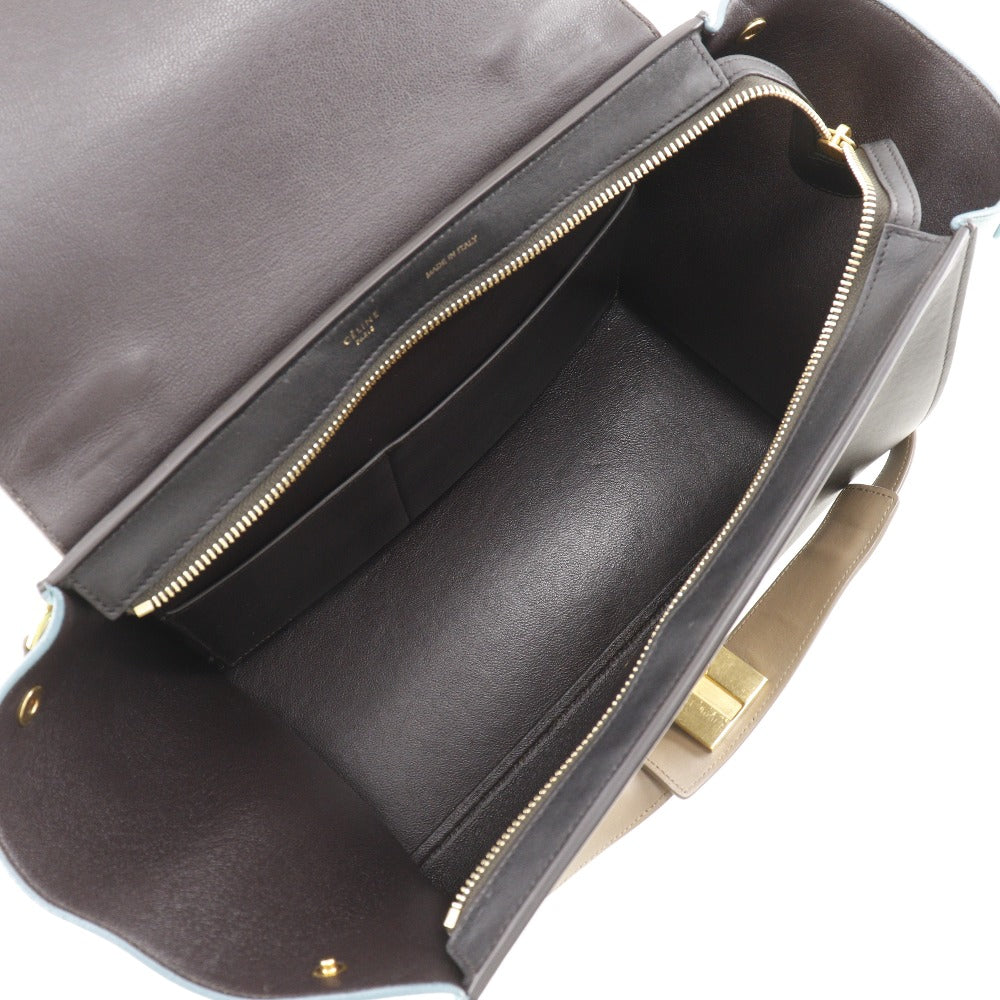 CELINE Handbag Calfskin Brown / black 2WAYShoulder Trapeze Women Used Authentic