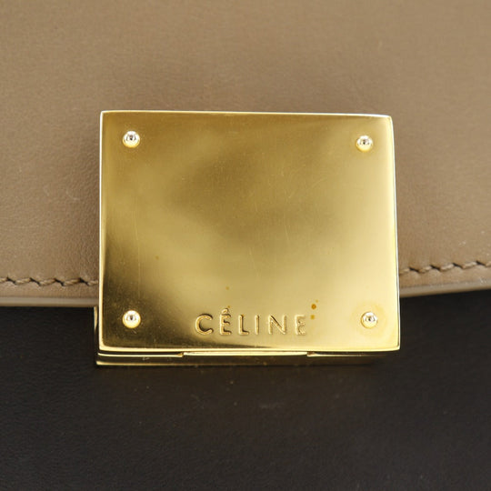 CELINE Handbag Calfskin Brown / black 2WAYShoulder Trapeze Women Used Authentic