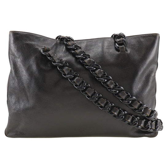 PRADA Shoulder Bag Calfskin black plastic chain Women Used Authentic