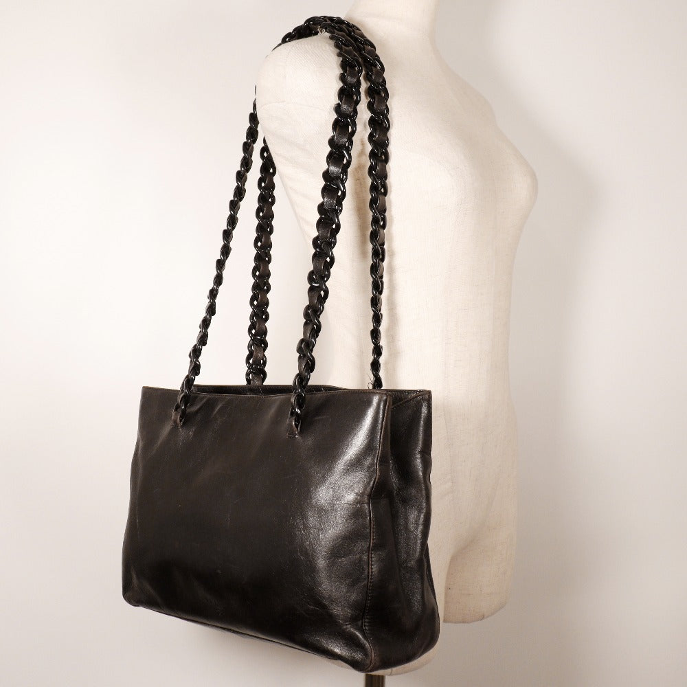 PRADA Shoulder Bag Calfskin black plastic chain Women Used Authentic