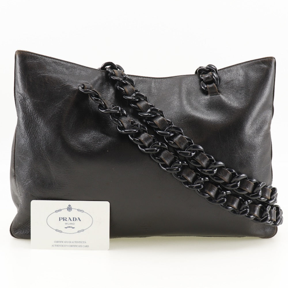 PRADA Shoulder Bag Calfskin black plastic chain Women Used Authentic