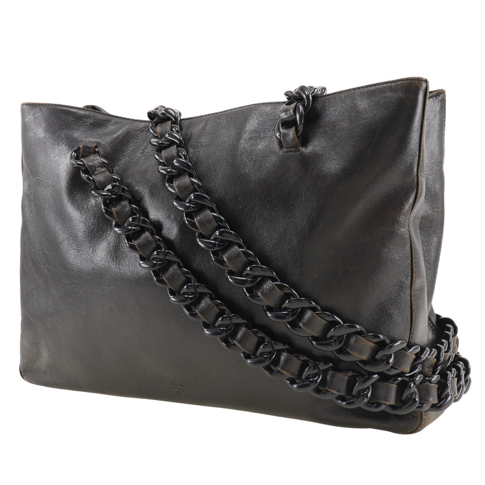 PRADA Shoulder Bag Calfskin black plastic chain Women Used Authentic