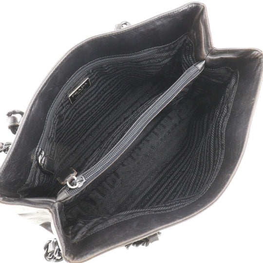 PRADA Shoulder Bag Calfskin black plastic chain Women Used Authentic