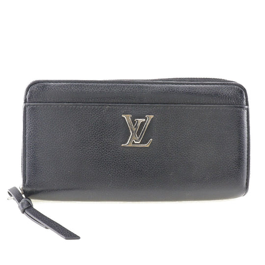 LOUIS VUITTON Long Wallet Purse leather black Zippy wallet Portefeuille Rock Me Women Used Authentic