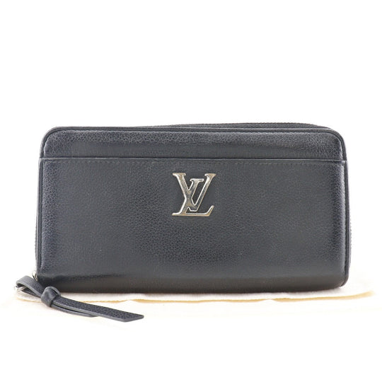 LOUIS VUITTON Long Wallet Purse leather black Zippy wallet Portefeuille Rock Me Women Used Authentic