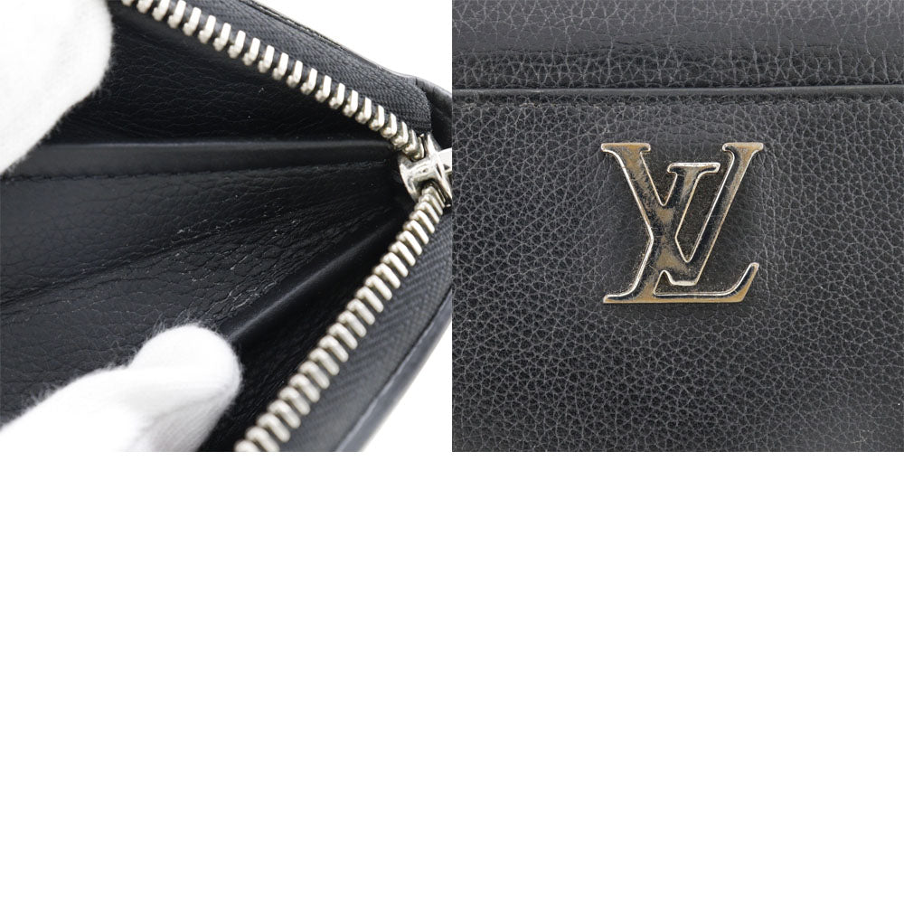 LOUIS VUITTON Long Wallet Purse leather black Zippy wallet Portefeuille Rock Me Women Used Authentic