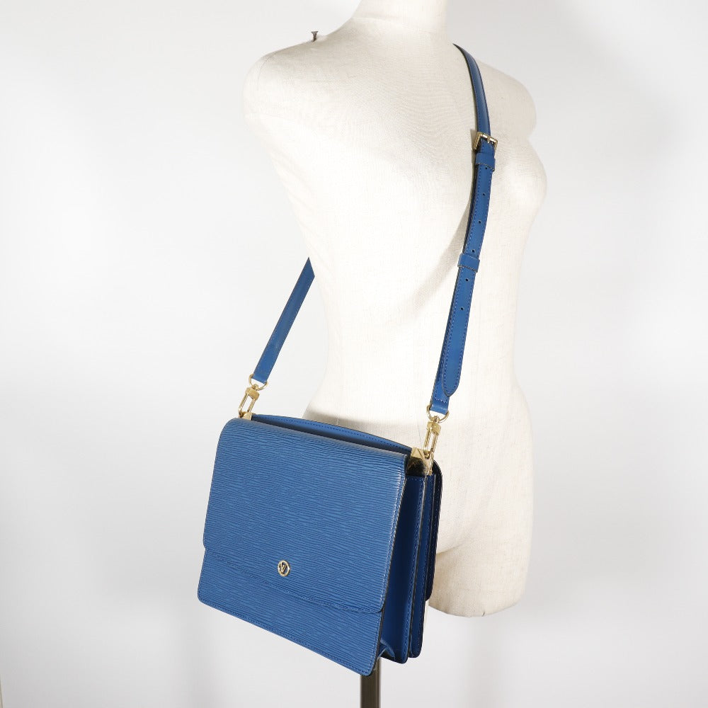 LOUIS VUITTON Shoulder Bag M52365 Epi Leather Blue W Hook Wallet  Grenel Women Used Authentic