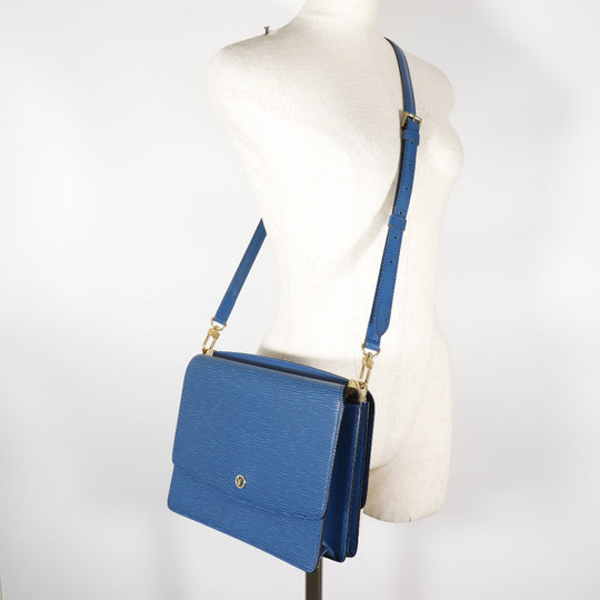 LOUIS VUITTON Shoulder Bag M52365 Epi Leather Blue W Hook Wallet  Grenel Women Used Authentic