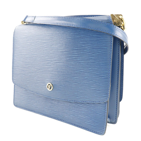 LOUIS VUITTON Shoulder Bag M52365 Epi Leather Blue W Hook Wallet  Grenel Women Used Authentic