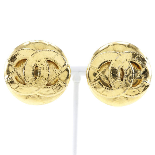 CHANEL Earring Plated Gold gold vintage Matrasse Women Used Authentic