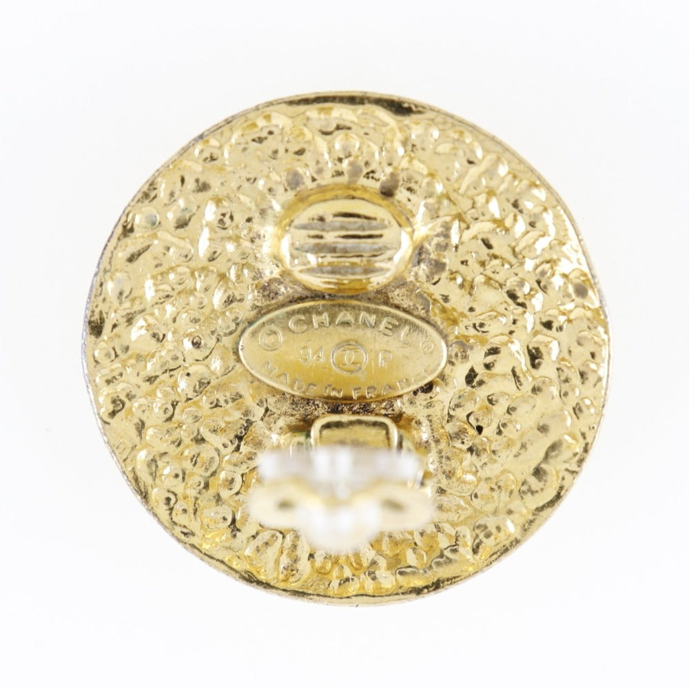CHANEL Earring Plated Gold gold vintage Matrasse Women Used Authentic