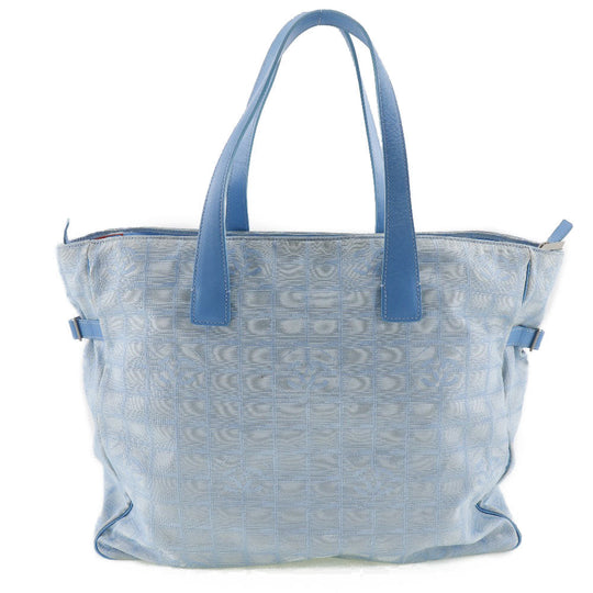 CHANEL Tote Bag A15826 Nylon canvas light blue New travel line Tote TGM Women Used Authentic