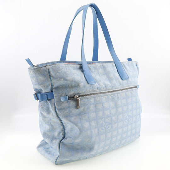 CHANEL Tote Bag A15826 Nylon canvas light blue New travel line Tote TGM Women Used Authentic