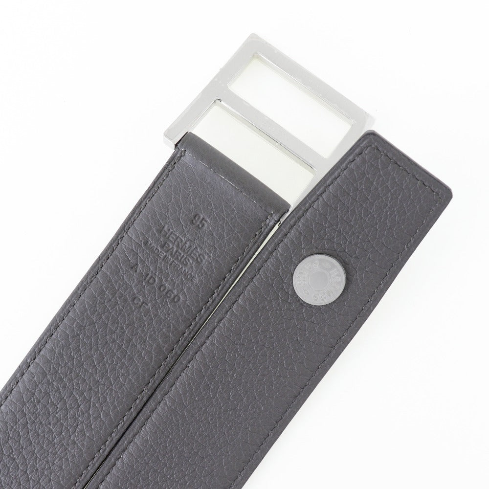 HERMES belt Taurillon Clemence gray Serie mens 95 Used Authentic