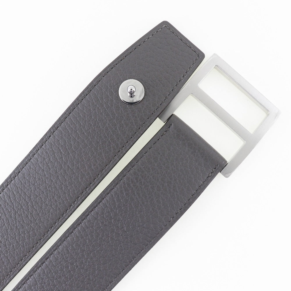 HERMES belt Taurillon Clemence gray Serie mens 95 Used Authentic
