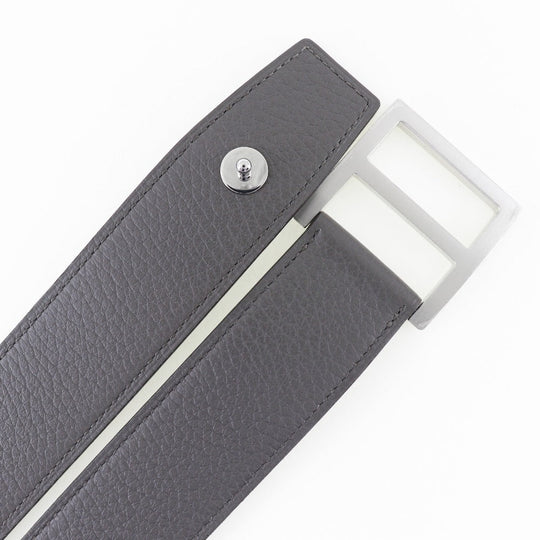 HERMES belt Taurillon Clemence gray Serie mens 95 Used Authentic