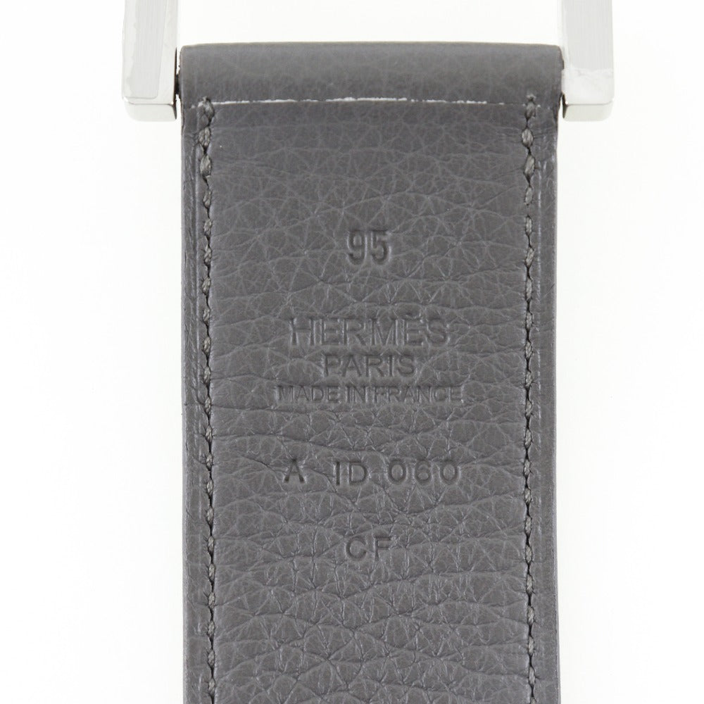 HERMES belt Taurillon Clemence gray Serie mens 95 Used Authentic