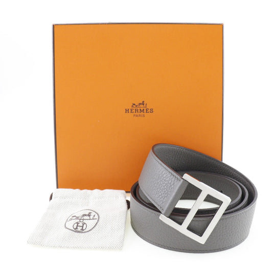 HERMES belt Taurillon Clemence gray Serie mens 95 Used Authentic