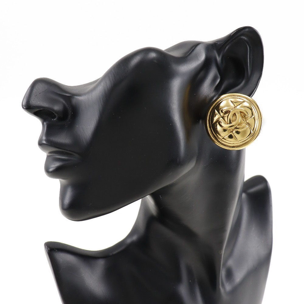 CHANEL Earring Plated Gold gold vintage Matrasse COCO Mark Women Used Authentic