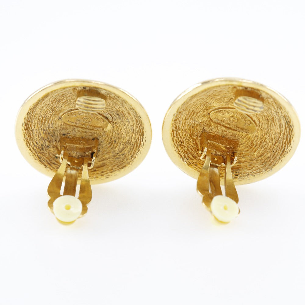 CHANEL Earring Plated Gold gold vintage Matrasse COCO Mark Women Used Authentic