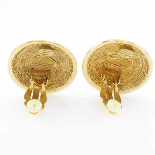 CHANEL Earring Plated Gold gold vintage Matrasse COCO Mark Women Used Authentic