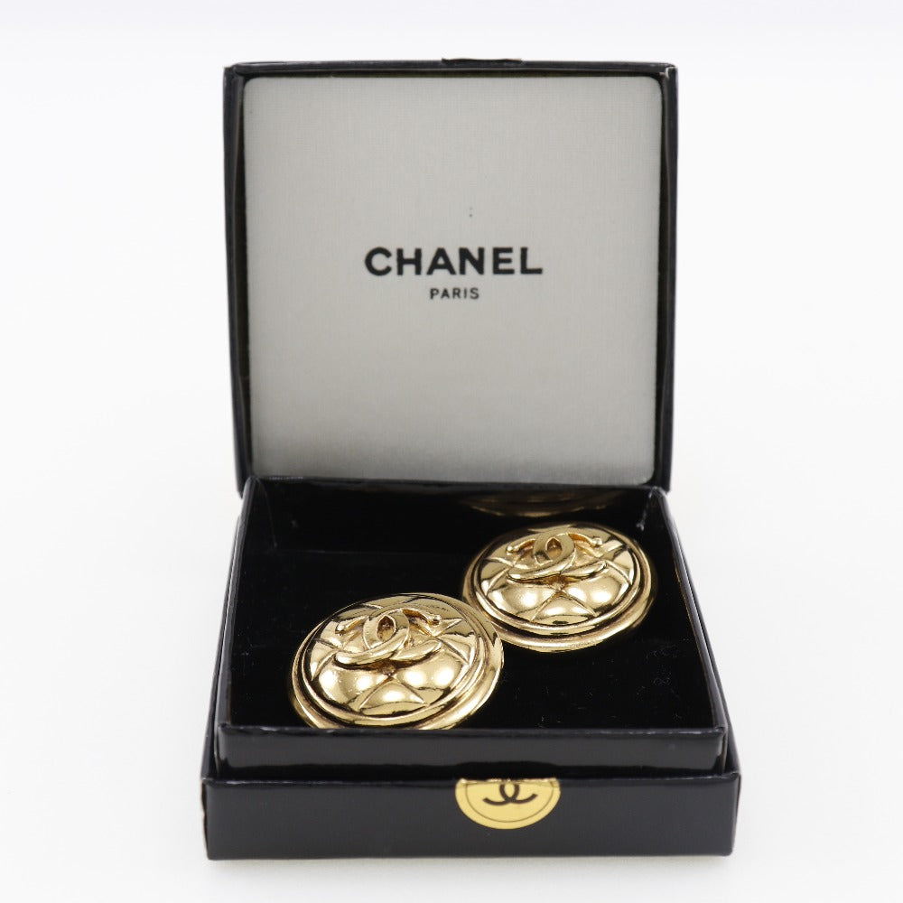CHANEL Earring Plated Gold gold vintage Matrasse COCO Mark Women Used Authentic