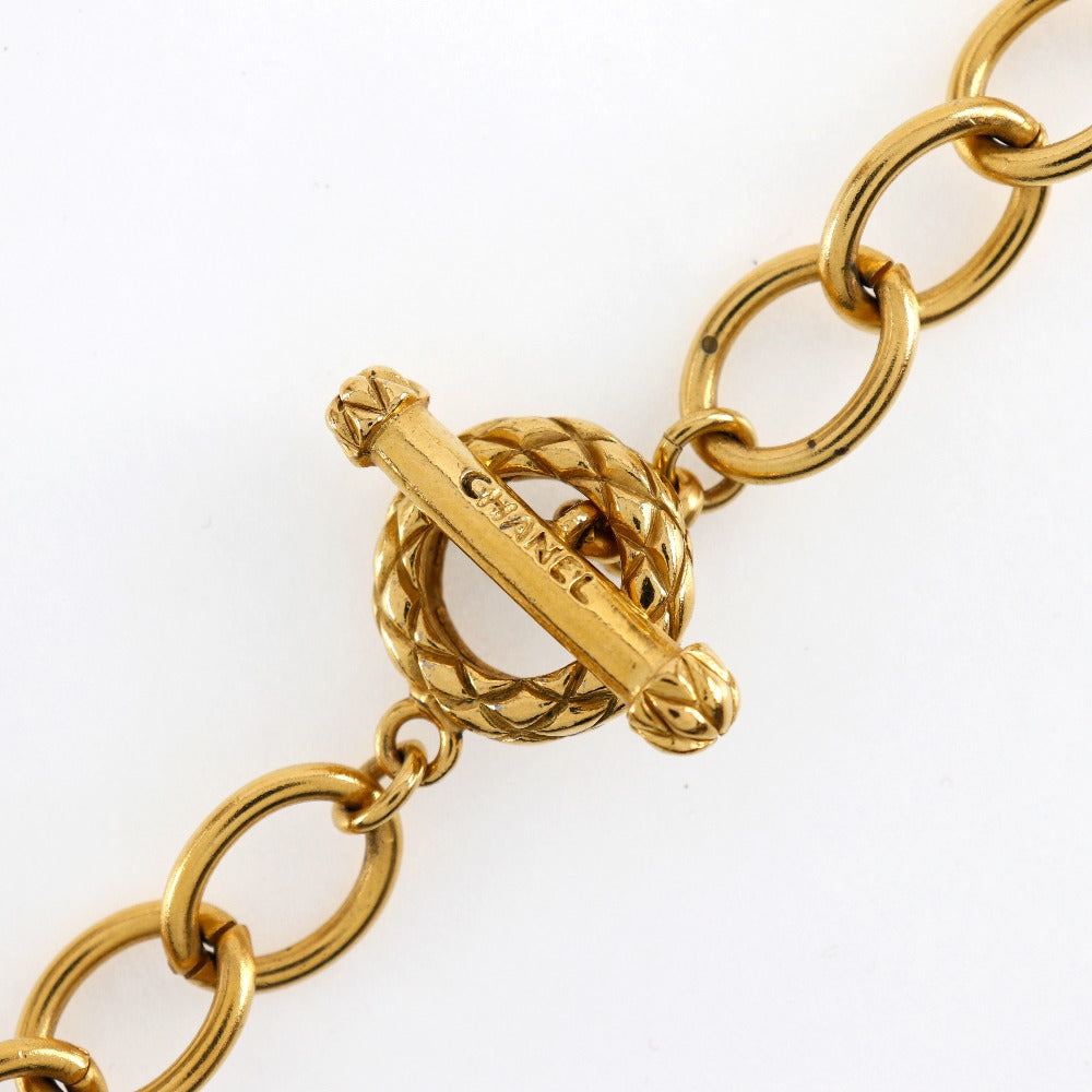 CHANEL Necklace Plated Gold gold vintage cross COCO Mark Women Used Authentic
