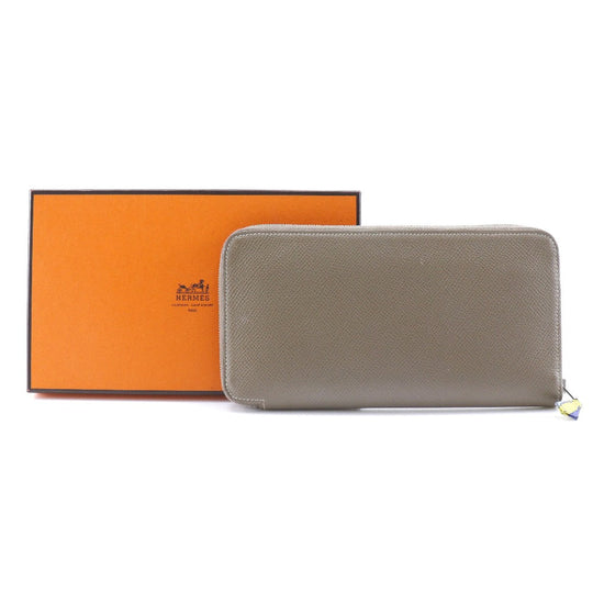 HERMES Long Wallet Purse Epsom Brown Azap Long Silk Inn Women Used Authentic