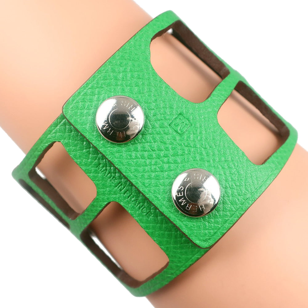 HERMES bracelet Togo Green petit ache ecaille Bangle Women Used Authentic