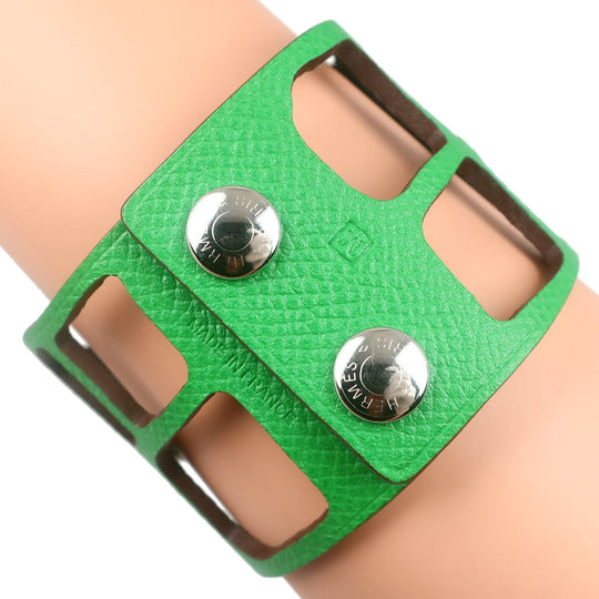 HERMES bracelet Togo Green petit ache ecaille Bangle Women Used Authentic