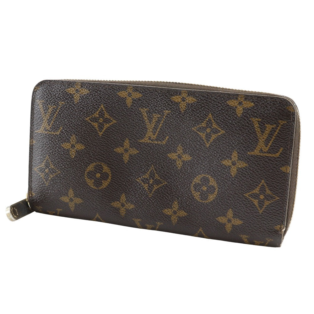 LOUIS VUITTON Long Wallet Purse M60017 Monogram canvas Brown Zippy wallet Women Used Authentic