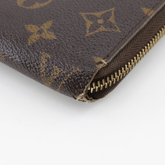 LOUIS VUITTON Long Wallet Purse M60017 Monogram canvas Brown Zippy wallet Women Used Authentic