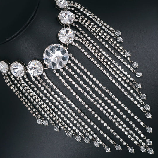 MIUMIU Necklace 5JC195 metallic Silver choker chandelier Women Used Authentic