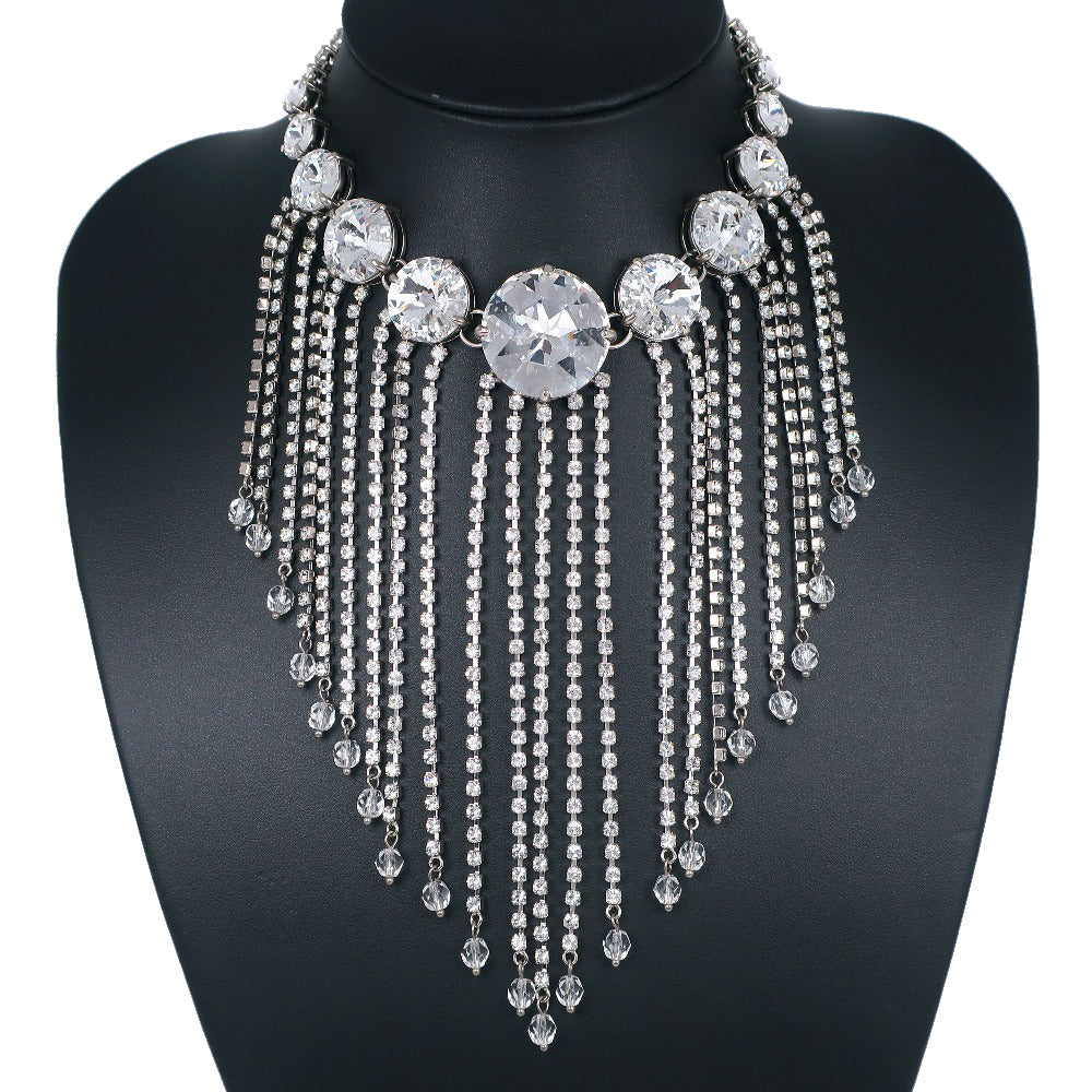 MIUMIU Necklace 5JC195 metallic Silver choker chandelier Women Used Authentic