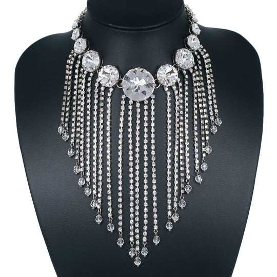 MIUMIU Necklace 5JC195 metallic Silver choker chandelier Women Used Authentic