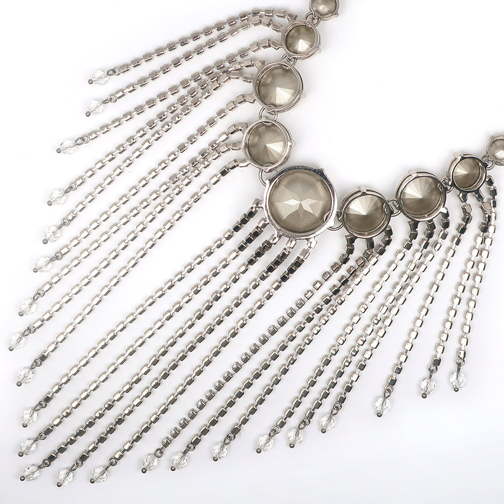 MIUMIU Necklace 5JC195 metallic Silver choker chandelier Women Used Authentic