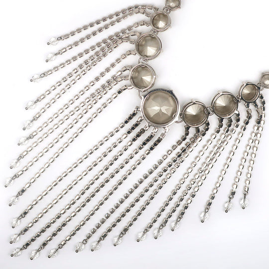 MIUMIU Necklace 5JC195 metallic Silver choker chandelier Women Used Authentic