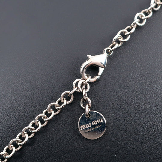MIUMIU Necklace 5JC195 metallic Silver choker chandelier Women Used Authentic
