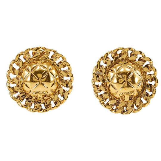 CHANEL Earring Plated Gold gold vintage Matrasse Chain COCO Mark Women Used Authentic