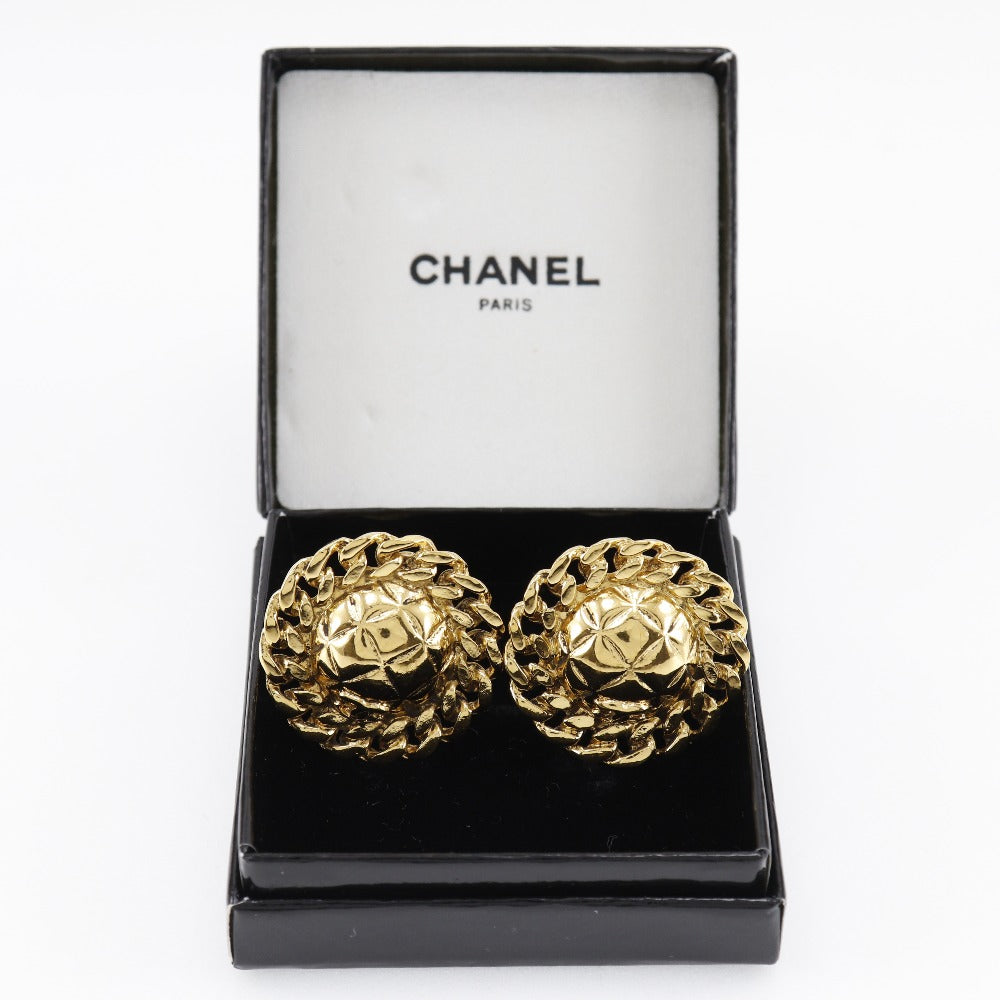 CHANEL Earring Plated Gold gold vintage Matrasse Chain COCO Mark Women Used Authentic