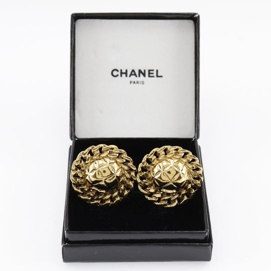 CHANEL Earring Plated Gold gold vintage Matrasse Chain COCO Mark Women Used Authentic