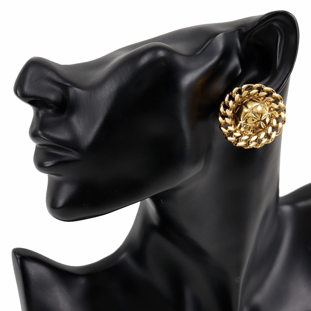 CHANEL Earring Plated Gold gold vintage Matrasse Chain COCO Mark Women Used Authentic